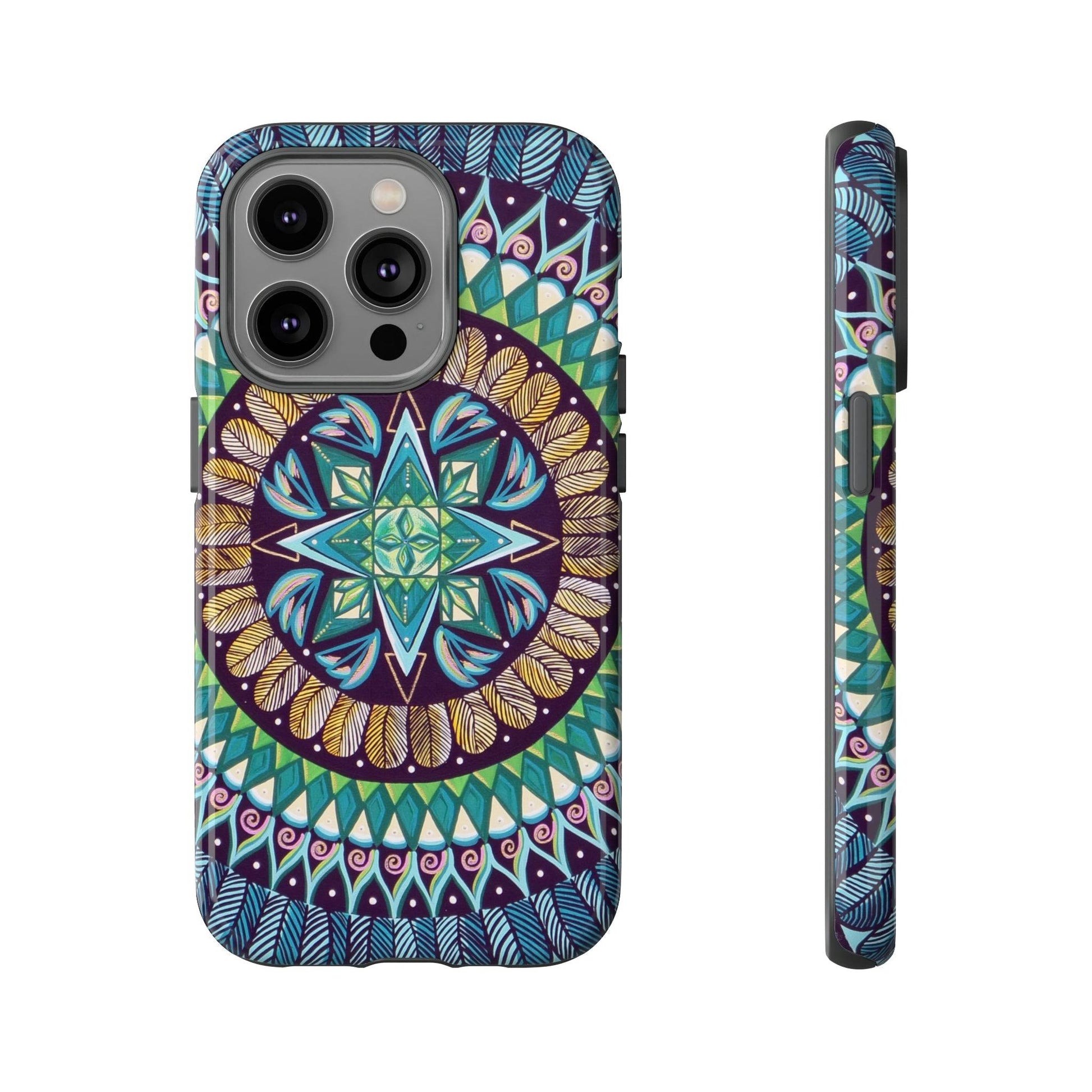 "AquilazurA Kryst'dala" Art Phone Armor - Blue Flame Array iPhone 14 Pro / Glossy Phone Case