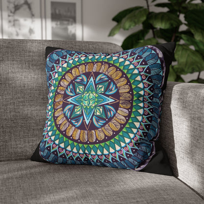 "AquilazurA Kryst'dala" Dreamcatcher Pillow Cover - Blue Flame Array 20" × 20" Home Decor