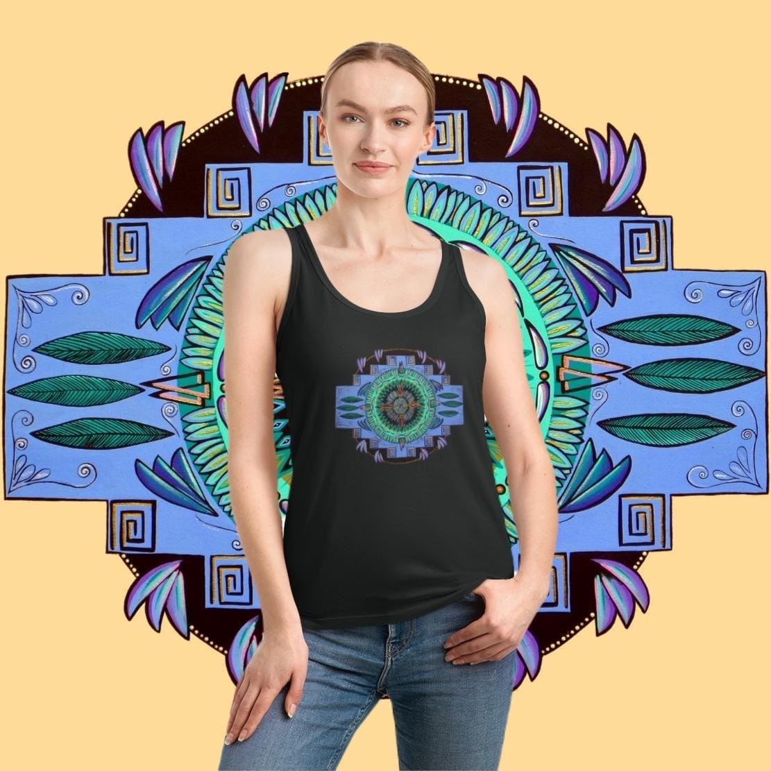 "Plumachakana" Ladies Organic Tank Top - Blue Flame Array Tank Top