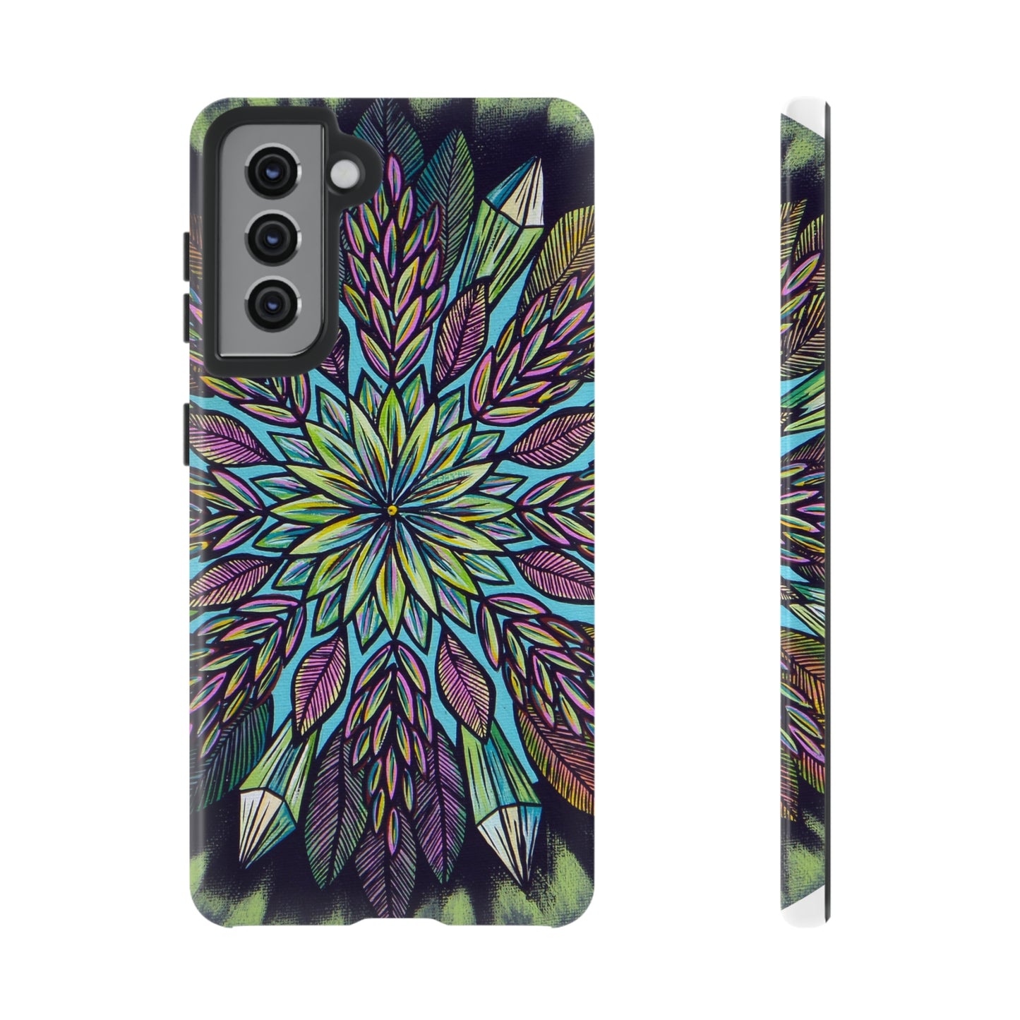 "Krystalhoja" Art Phone Armor - Blue Flame Array Samsung Galaxy S21 / Glossy Phone Case