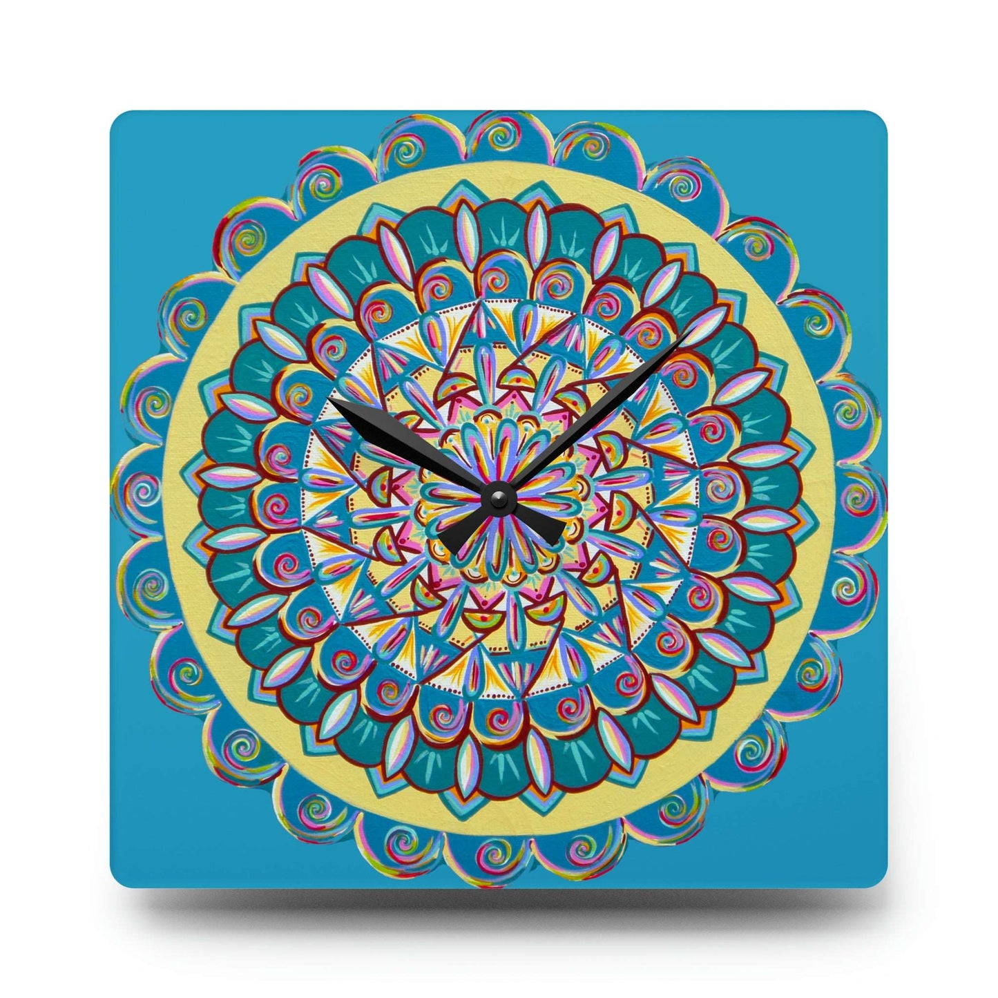 "Almandalayana" Cosmic Clock - Blue Flame Array 10.75'' × 10.75'' (Square) Home Decor