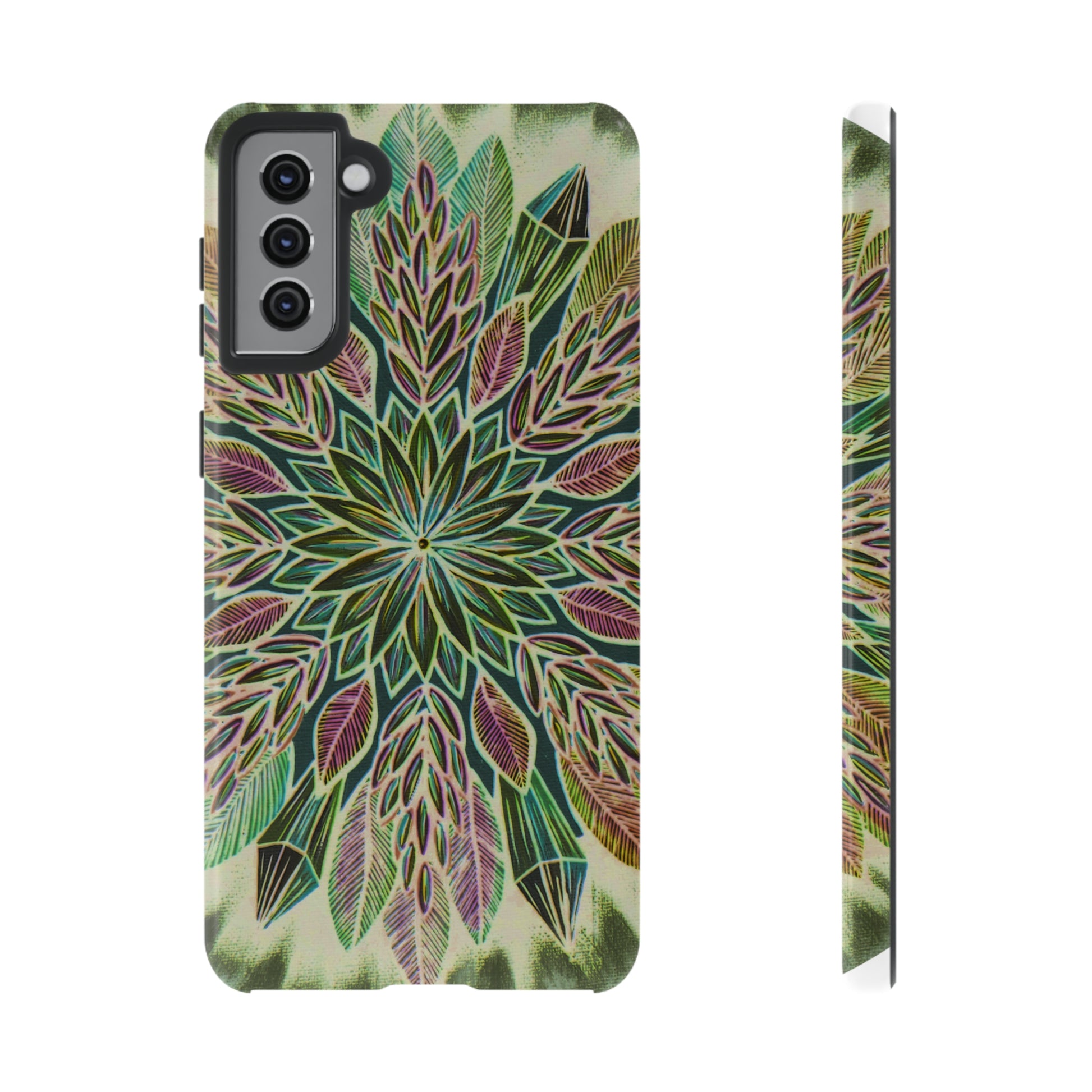 "Krystalhoja Verde" Art Phone Armor - Blue Flame Array Samsung Galaxy S21 Plus / Glossy Phone Case