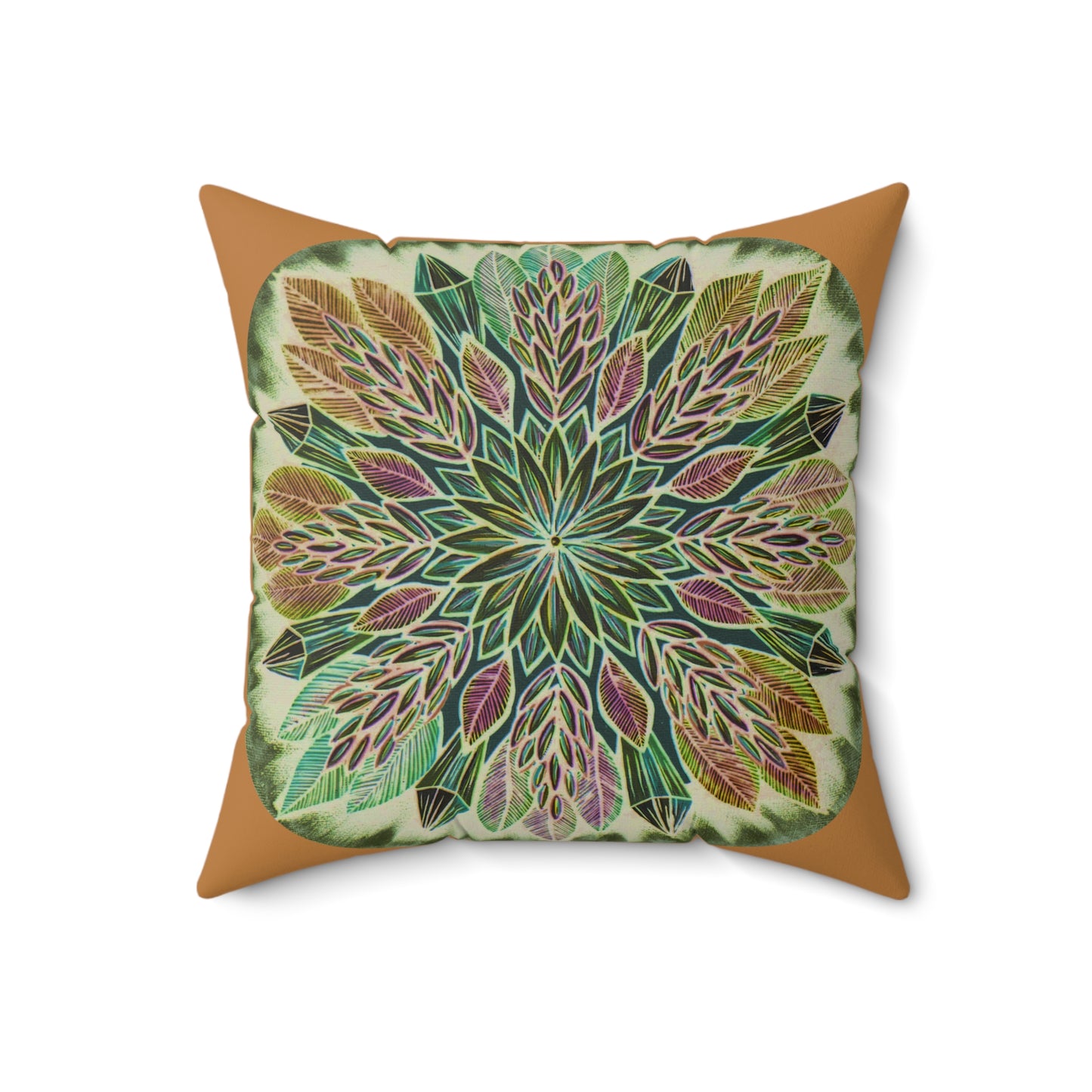 "Krystalhoja Verde" Dreamcatcher Pillow - Blue Flame Array 18" × 18" Home Decor