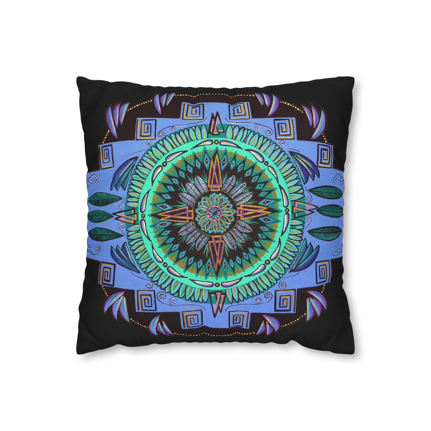 "Plumachakana" Dreamcatcher Pillow Cover - Blue Flame Array Home Decor