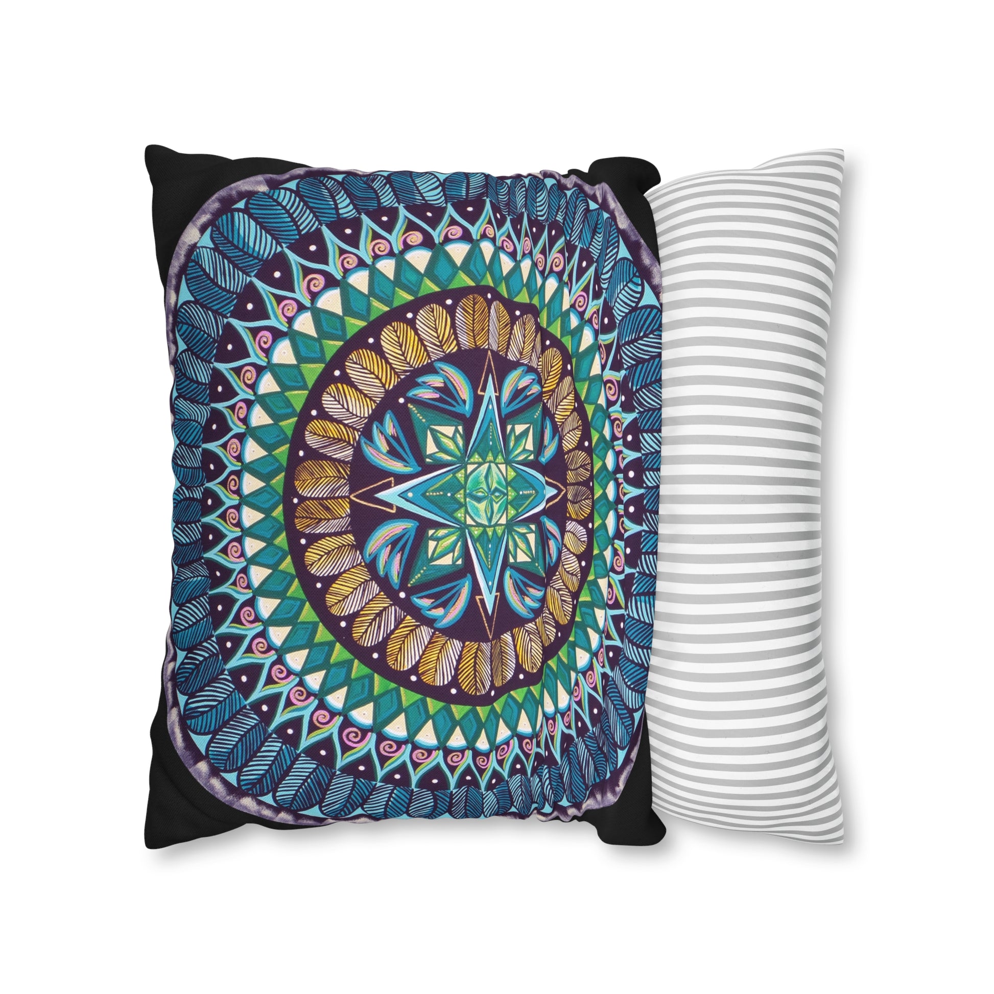 "AquilazurA Kryst'dala" Dreamcatcher Pillow Cover - Blue Flame Array Home Decor