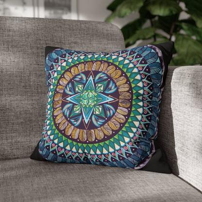 "AquilazurA Kryst'dala" Dreamcatcher Pillow Cover - Blue Flame Array 16" × 16" Home Decor