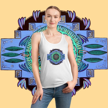 "Plumachakana" Ladies Organic Tank Top - Blue Flame Array Tank Top