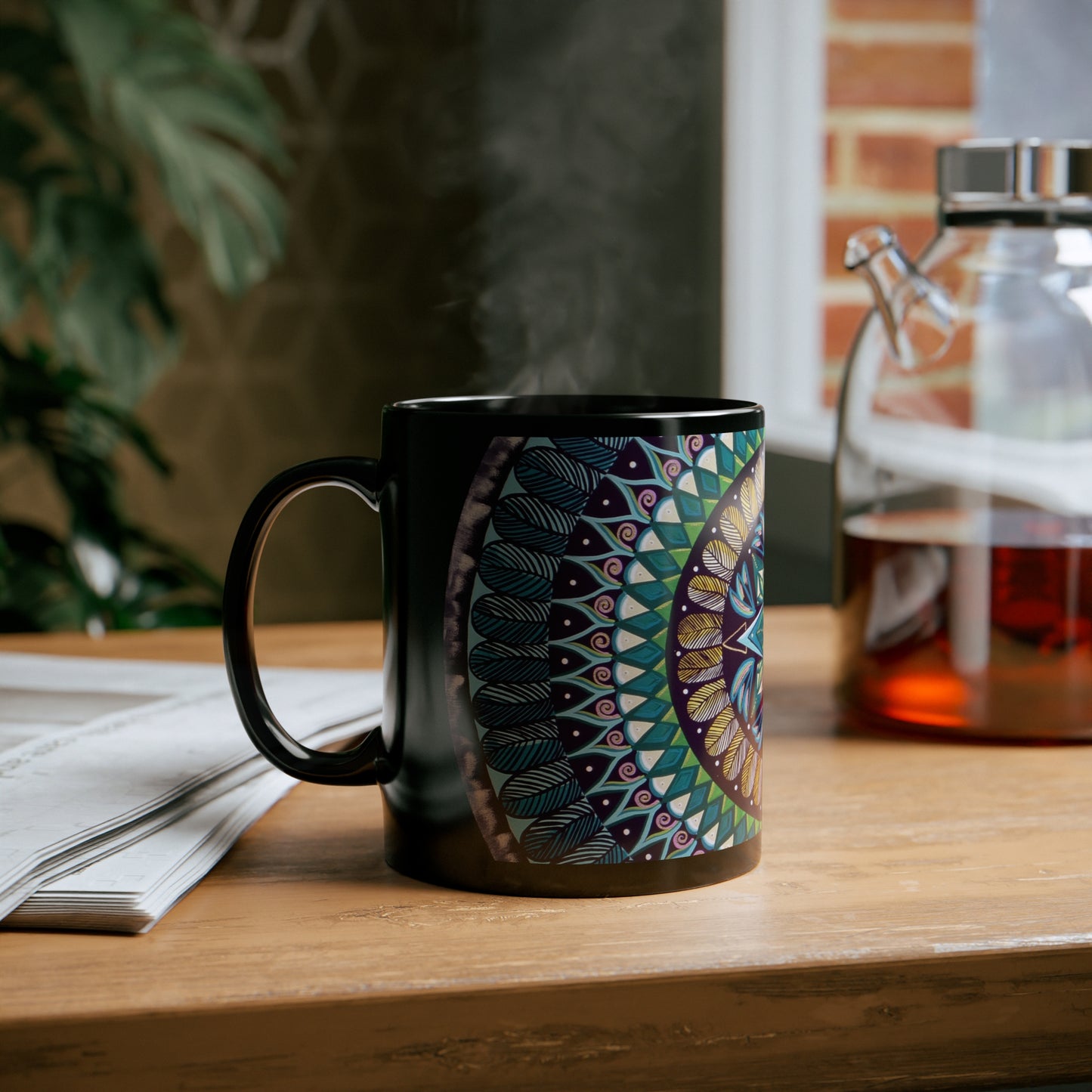 "AquilazurA Kryst'dala" Black Ceramic Mug - Blue Flame Array Mug