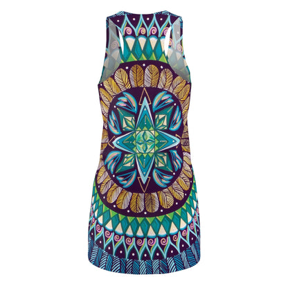 "AquilazurA Kryst'dala" Ladies Racerback Dress - Blue Flame Array All Over Prints