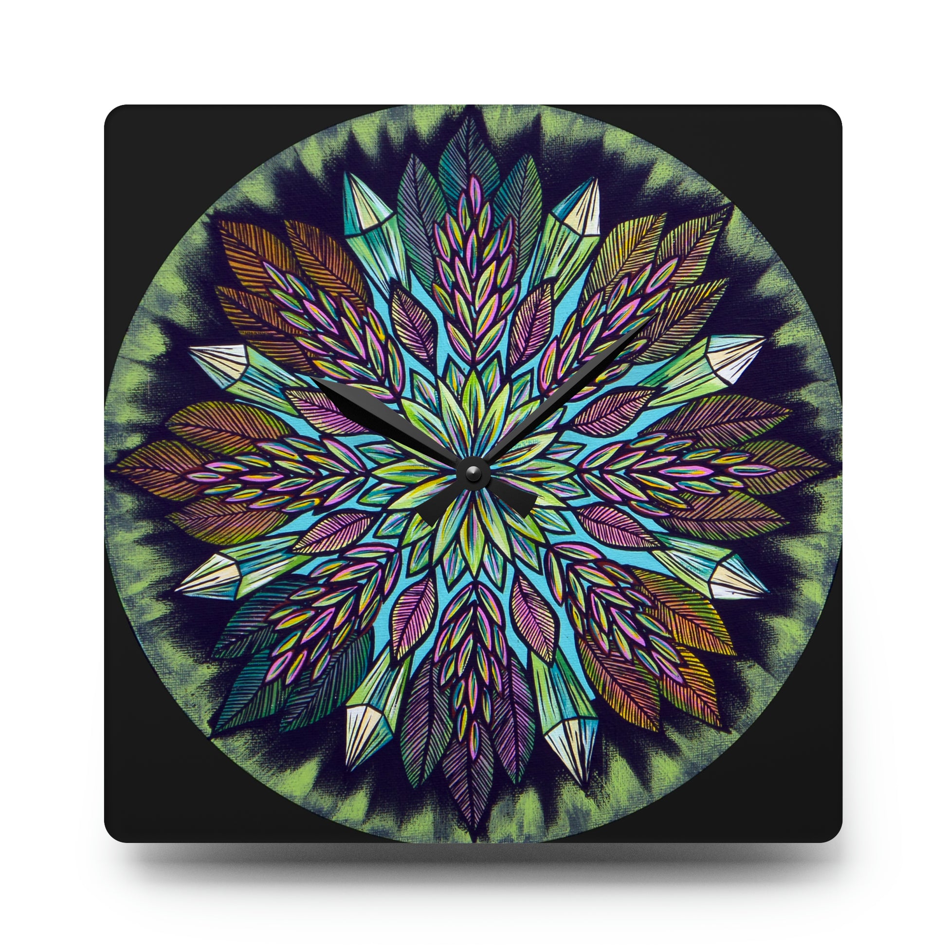 "Krystalhoja" Cosmic Clock - Blue Flame Array 10.75'' × 10.75'' (Square) Home Decor