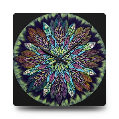 "Krystalhoja" Cosmic Clock - Blue Flame Array 10.75'' × 10.75'' (Square) Home Decor