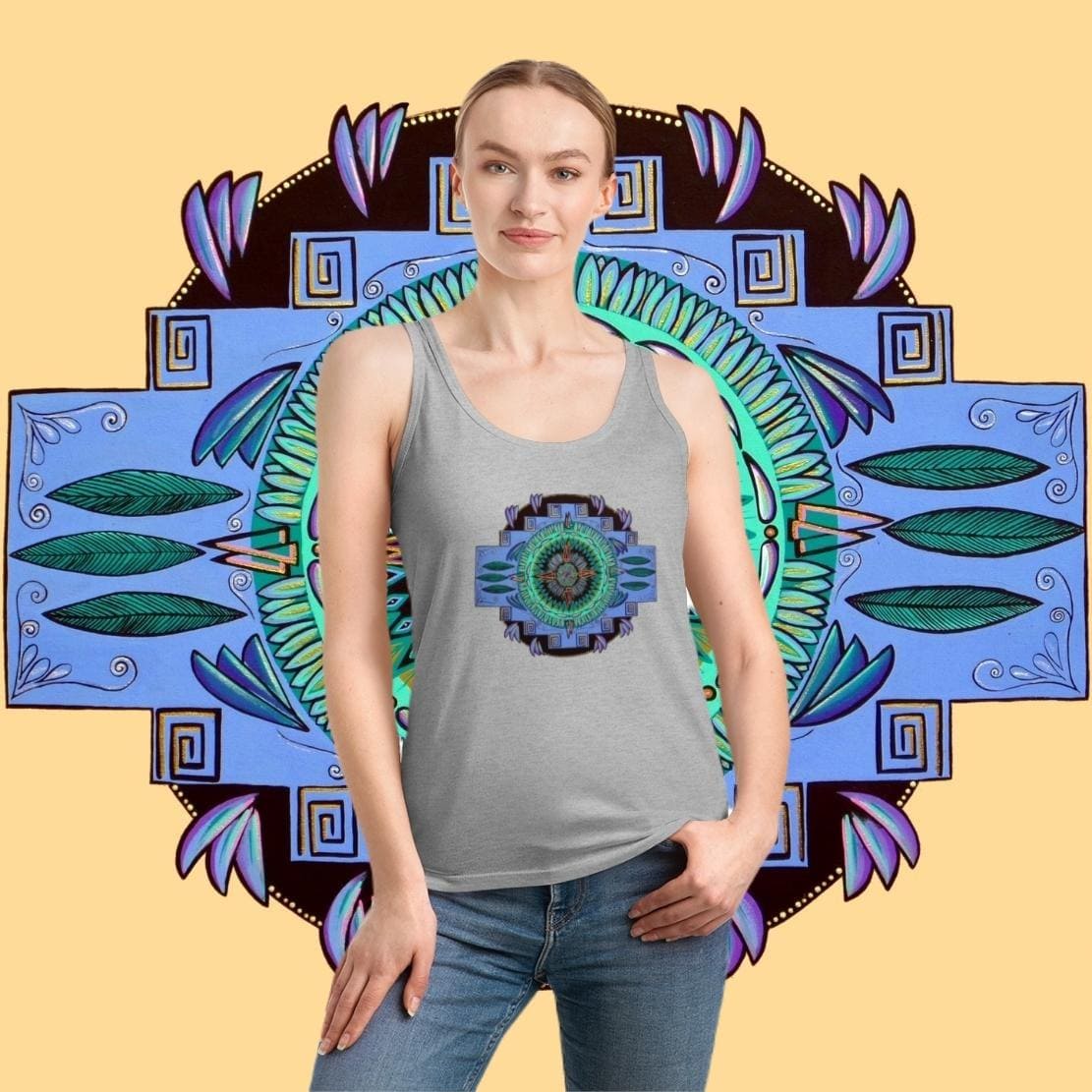 "Plumachakana" Ladies Organic Tank Top - Blue Flame Array Tank Top