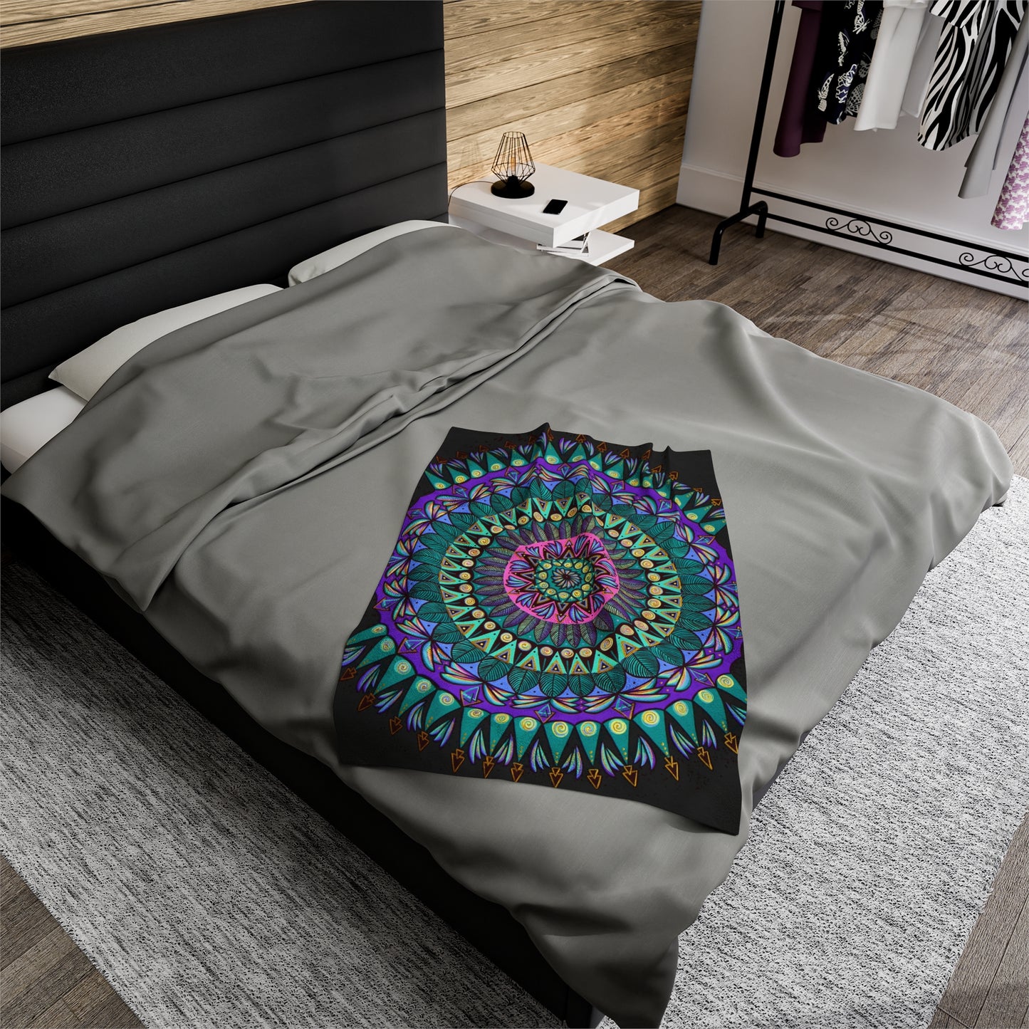 "Mandaladiosa" Dreamcatcher Blanket - Blue Flame Array 30" × 40" All Over Prints