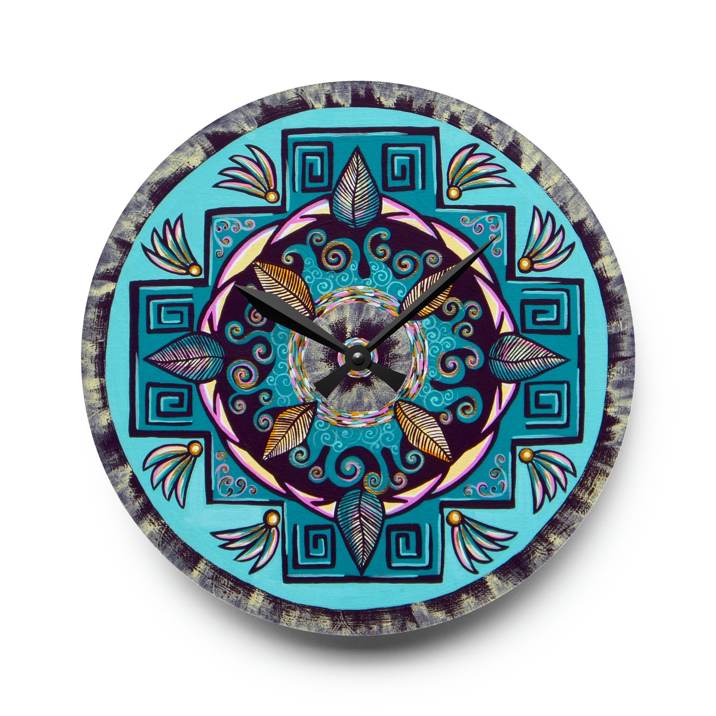 "Hojachakana" Cosmic Clock - Blue Flame Array 10.75'' × 10.75'' (Round) Home Decor