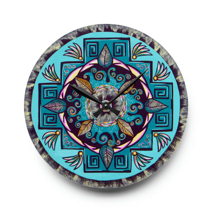 "Hojachakana" Cosmic Clock - Blue Flame Array 10.75'' × 10.75'' (Round) Home Decor