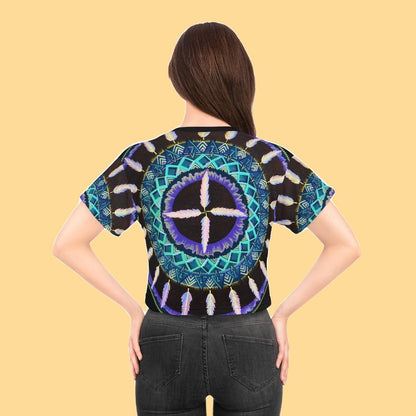 "Cuatro Vientos" Crop Tee - Blue Flame Array All Over Prints