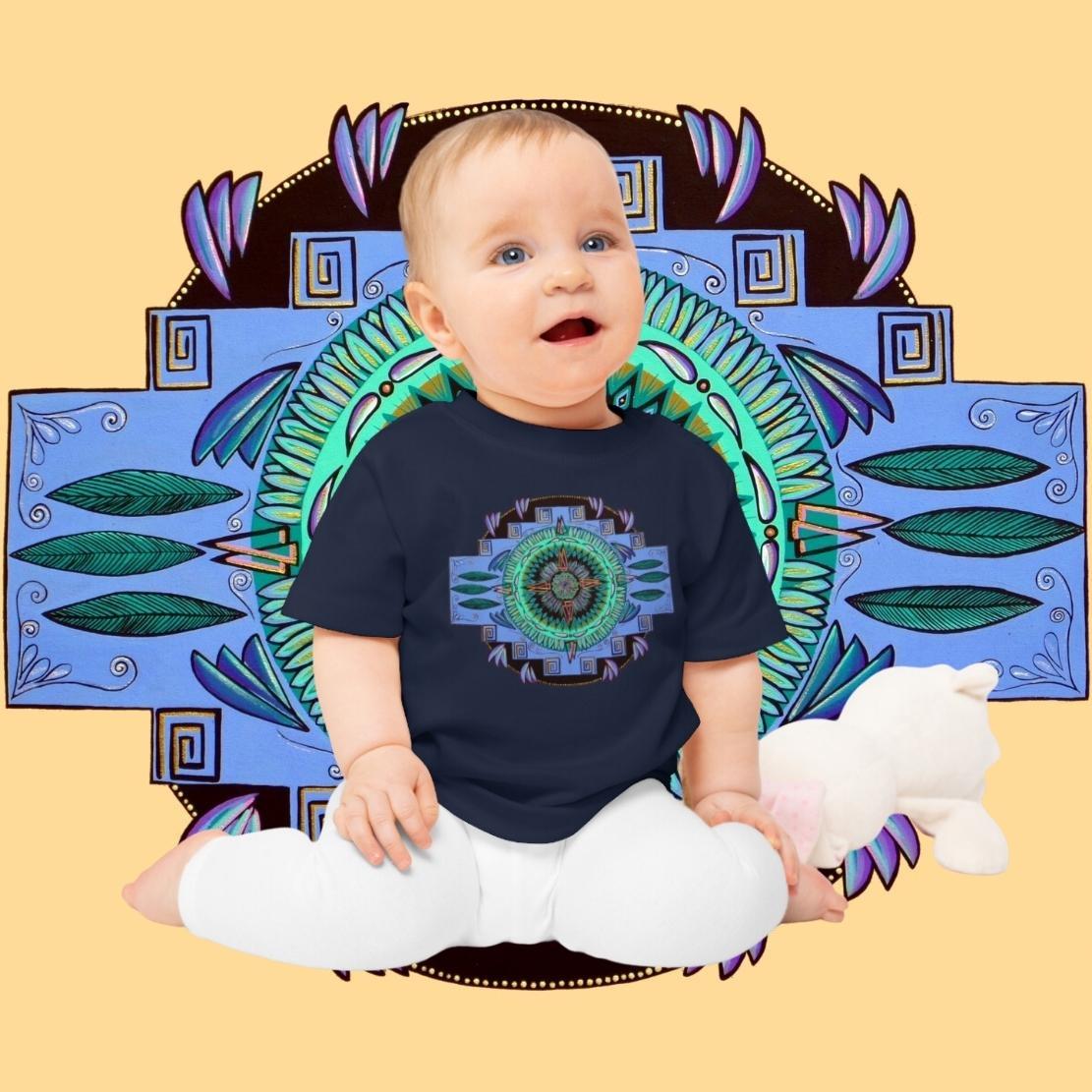 "Plumachakana" Organic Baby Tee - Blue Flame Array Kids clothes