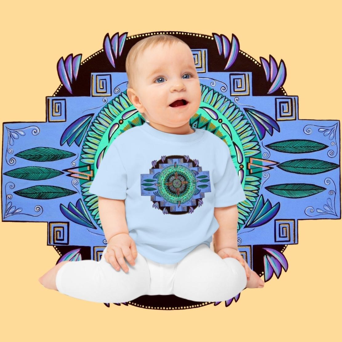 "Plumachakana" Organic Baby Tee - Blue Flame Array Kids clothes