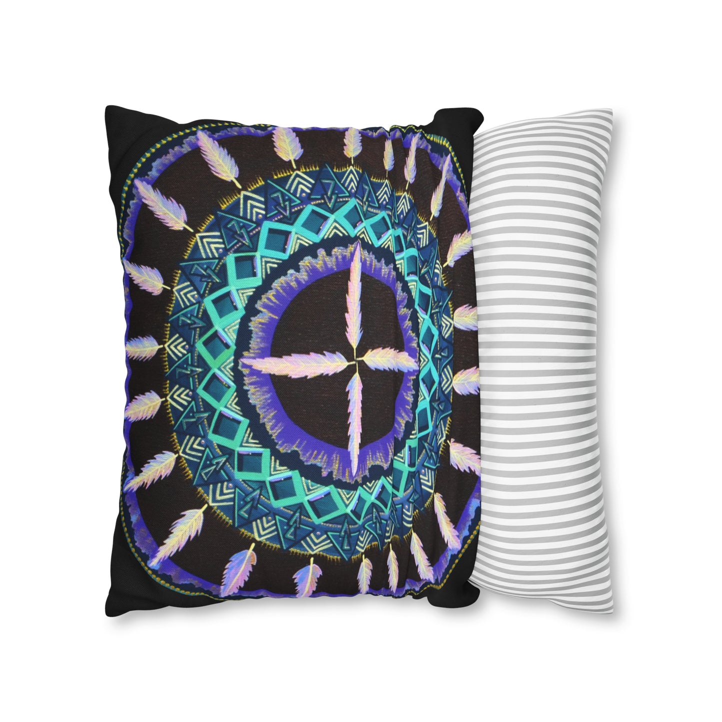 "Cuatro Vientos" Dreamcatcher Pillow Cover - Blue Flame Array Home Decor