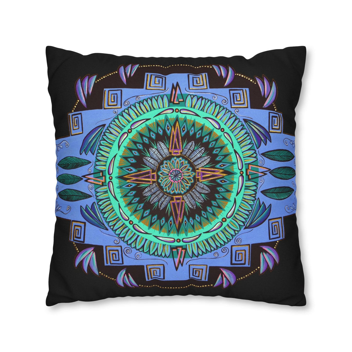 "Plumachakana" Dreamcatcher Pillow Cover - Blue Flame Array Home Decor