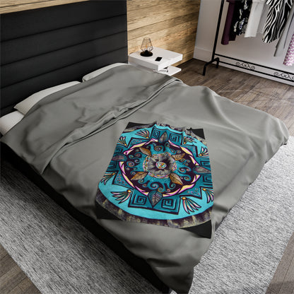 "Hojachakana" Dreamcatcher Blanket - Blue Flame Array 30" × 40" All Over Prints