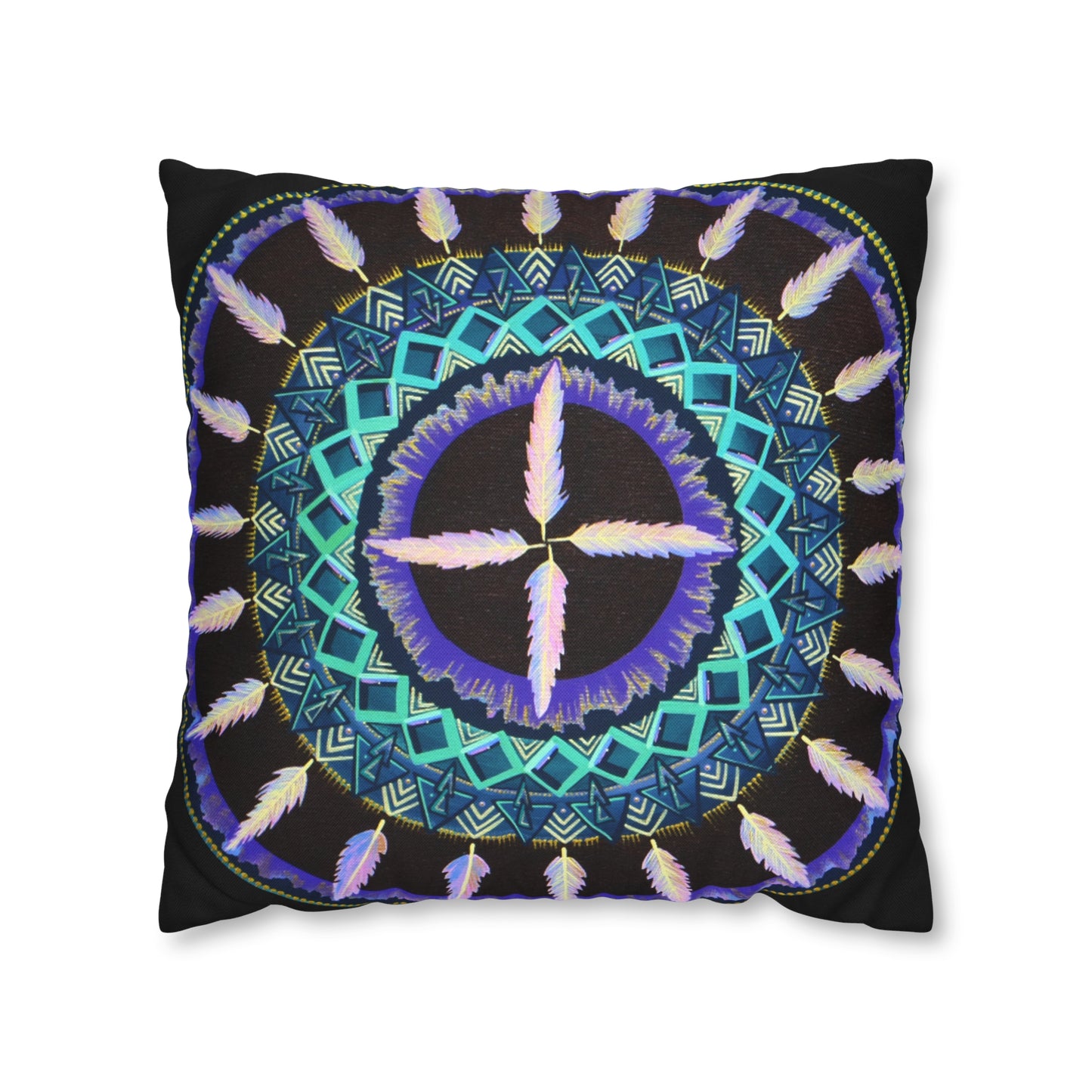 "Cuatro Vientos" Dreamcatcher Pillow Cover - Blue Flame Array Home Decor