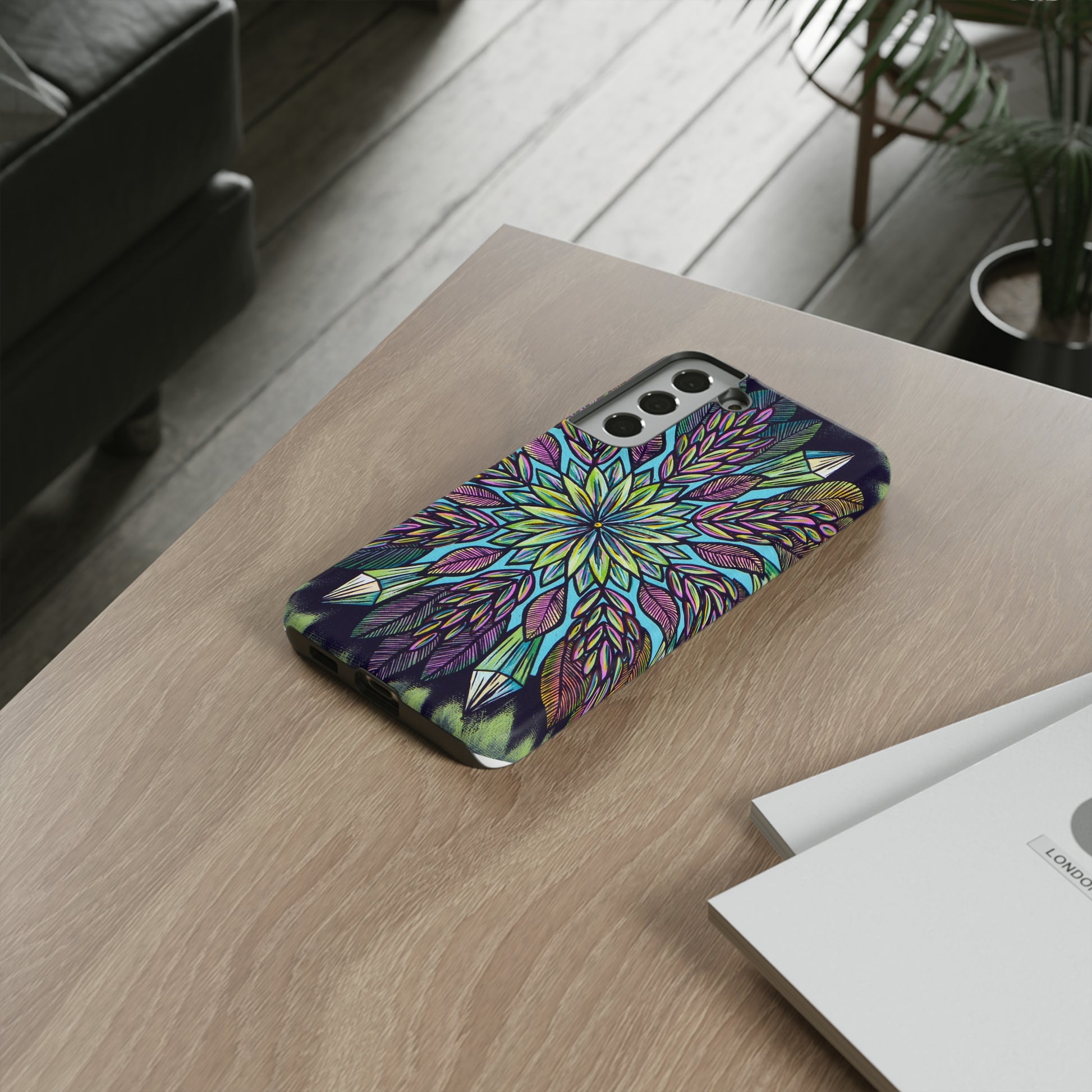 "Krystalhoja" Art Phone Armor - Blue Flame Array Phone Case