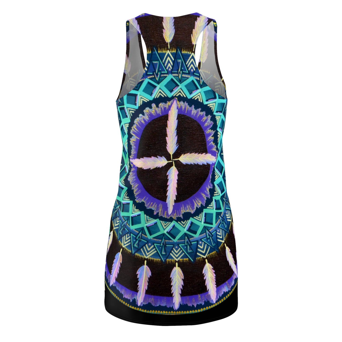 "Cuatro Vientos" Ladies Racerback Dress - Blue Flame Array All Over Prints