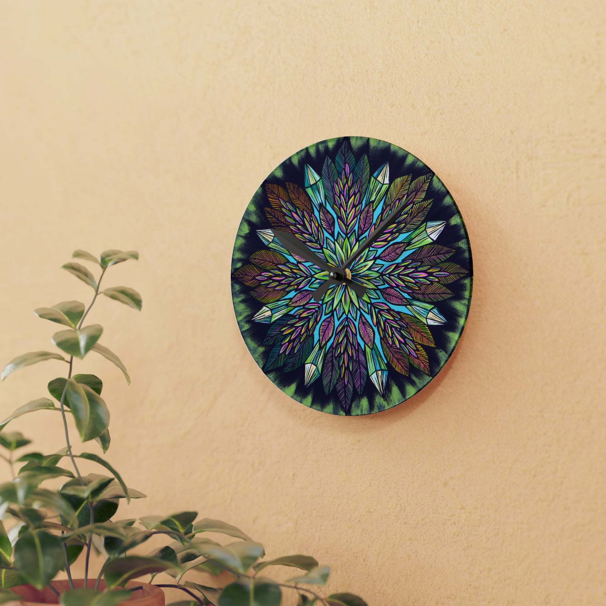 "Krystalhoja" Cosmic Clock - Blue Flame Array Home Decor