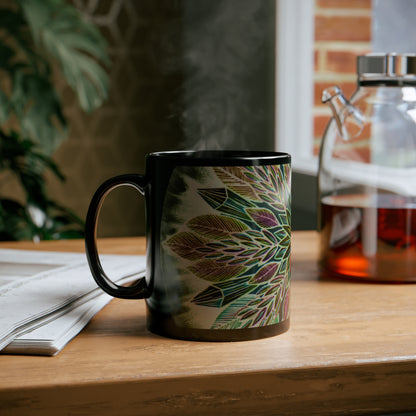 "Krystalhoja Verde" Black Ceramic Mug - Blue Flame Array Mug