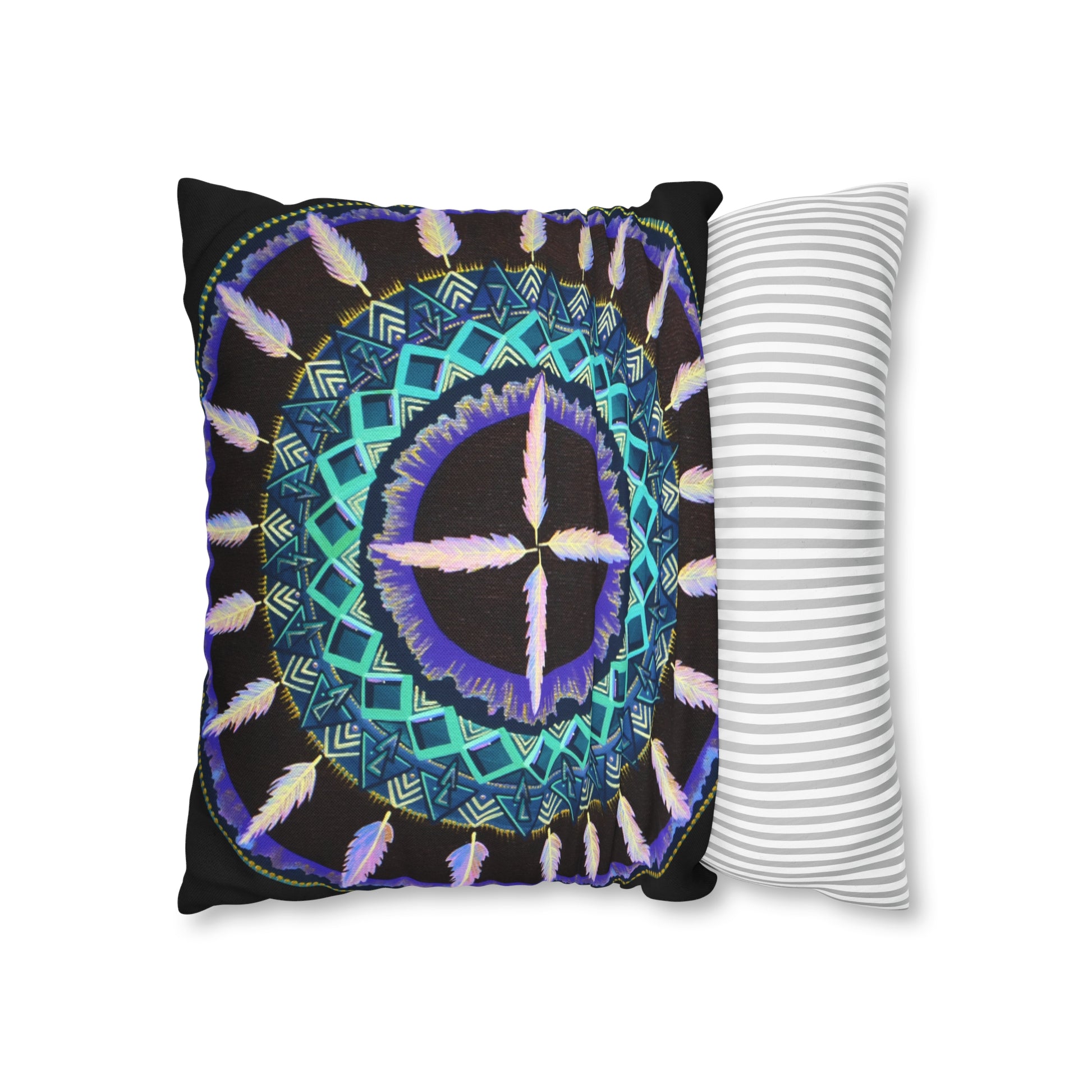 "Cuatro Vientos" Dreamcatcher Pillow Cover - Blue Flame Array Home Decor