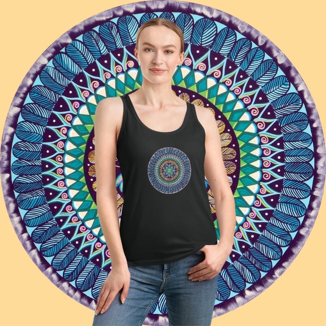 "AquilazurA Kryst'dala" Ladies Organic Tank Top - Blue Flame Array Tank Top