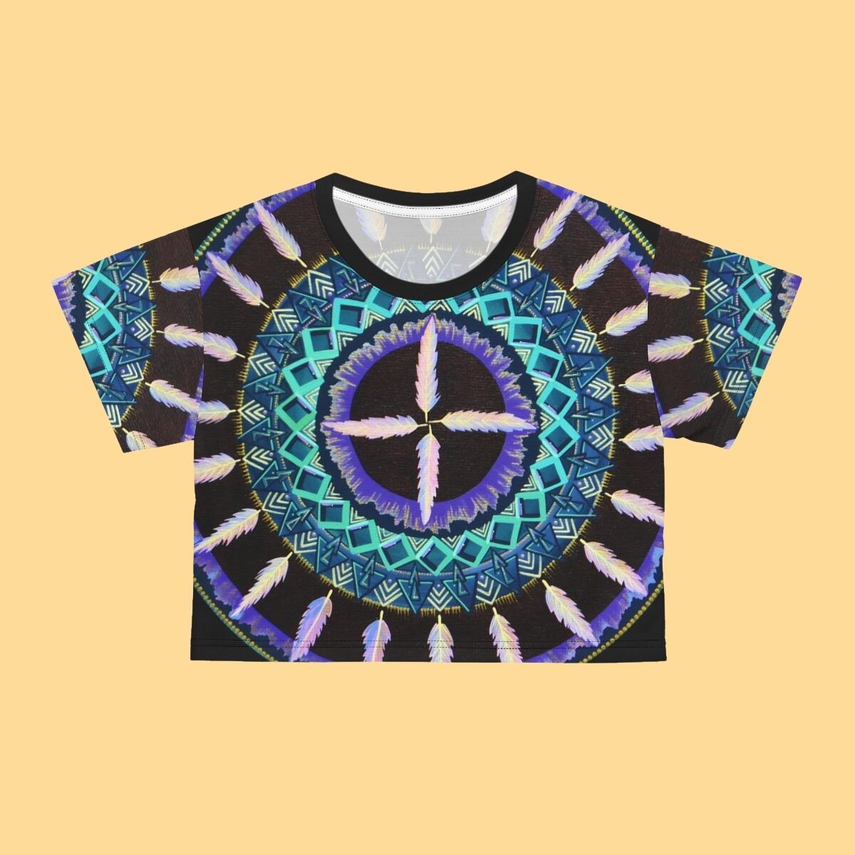 "Cuatro Vientos" Crop Tee - Blue Flame Array All Over Prints