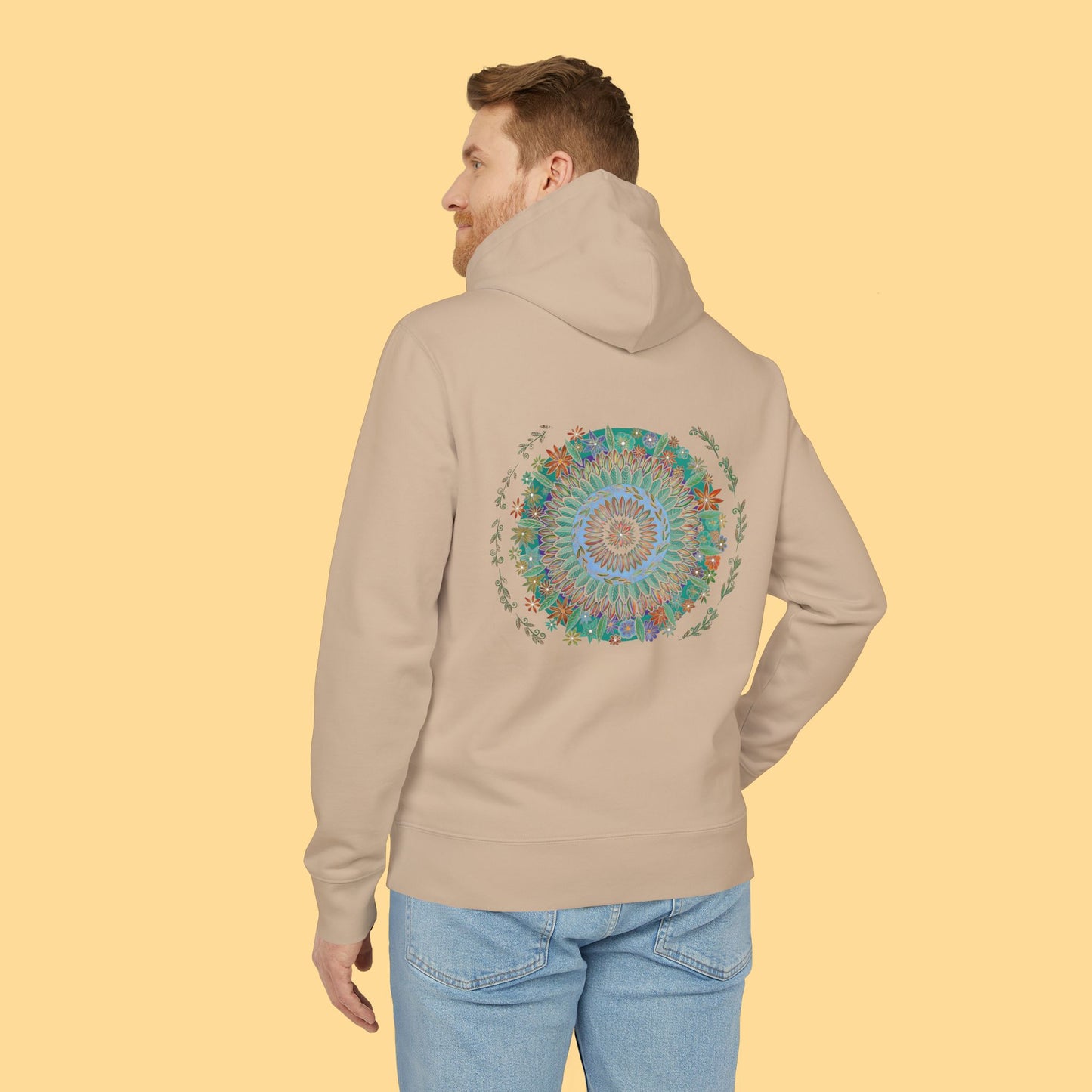 "Mandalavida" Organic Cruiser Hoodie (Font&Back Print)