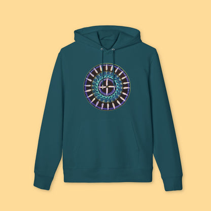 "Cuatro Vientos" Organic Cruiser Hoodie (Font&Back Print)