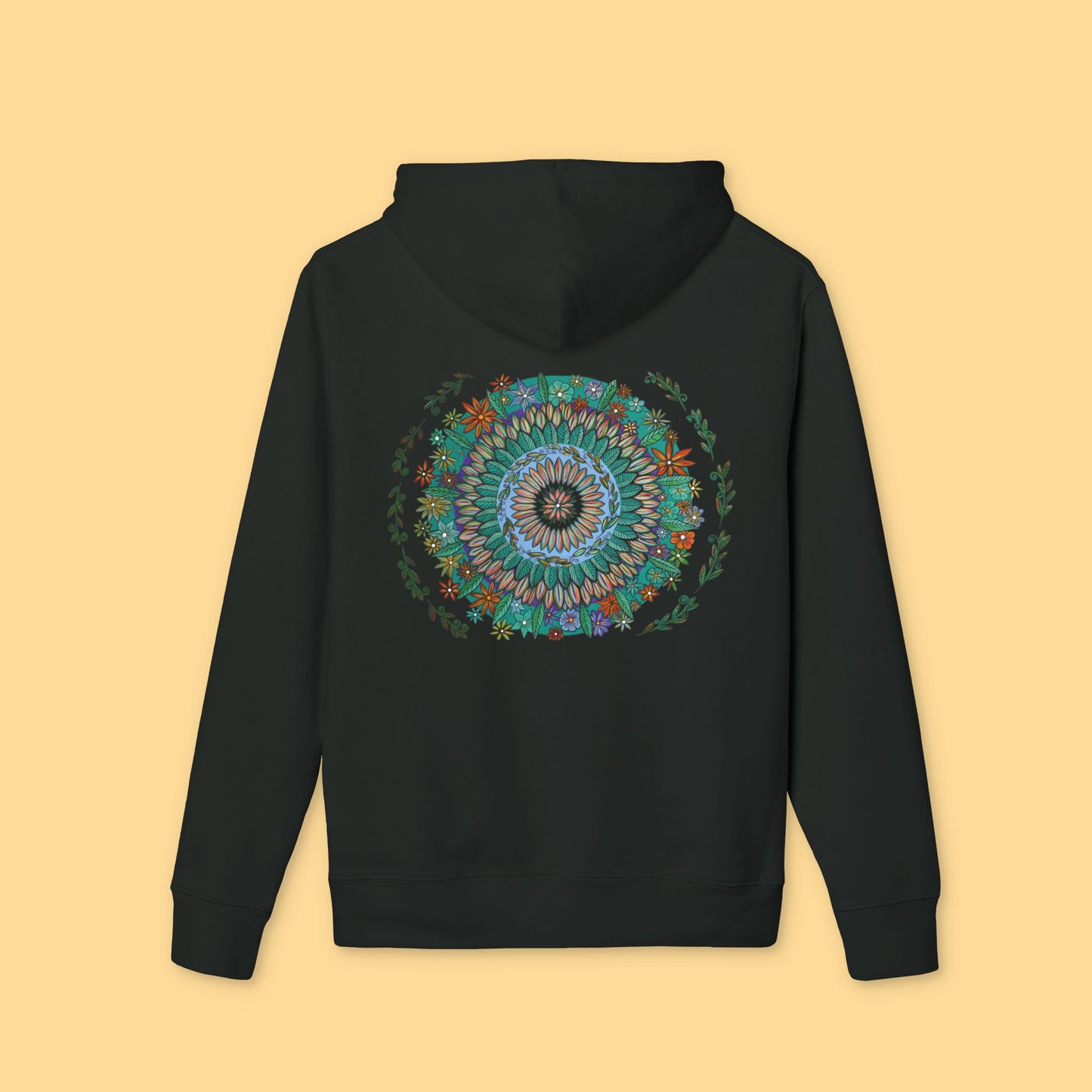 "Mandalavida" Organic Cruiser Hoodie (Font&Back Print)