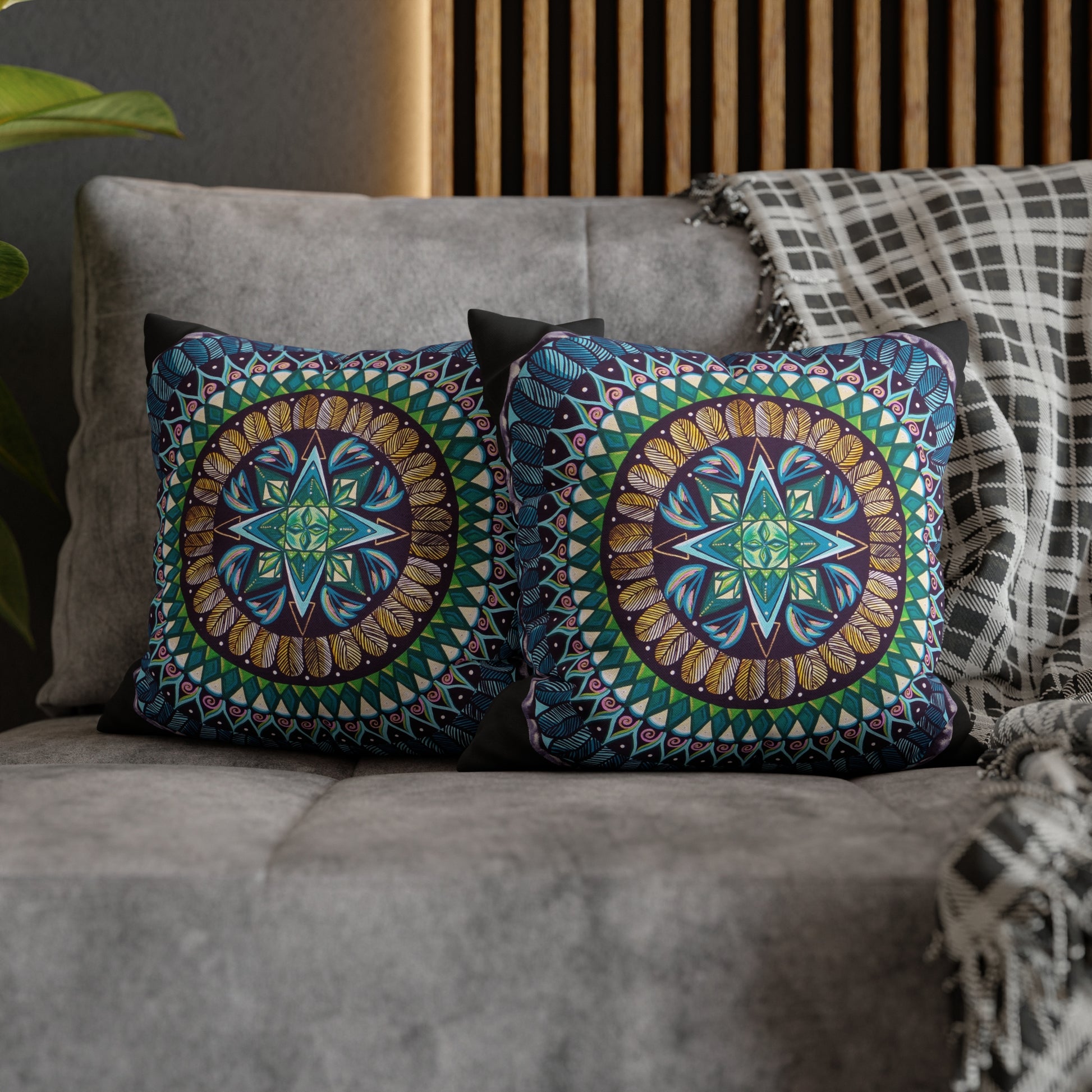 "AquilazurA Kryst'dala" Dreamcatcher Pillow Cover - Blue Flame Array Home Decor