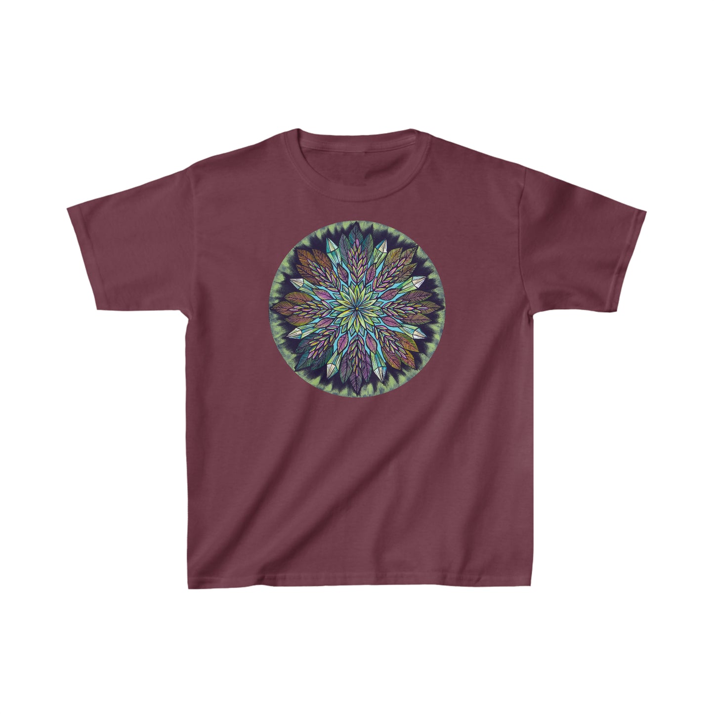 "Krystalhoja" Heavy Cotton Tee - Blue Flame Array XS / Maroon Kids clothes