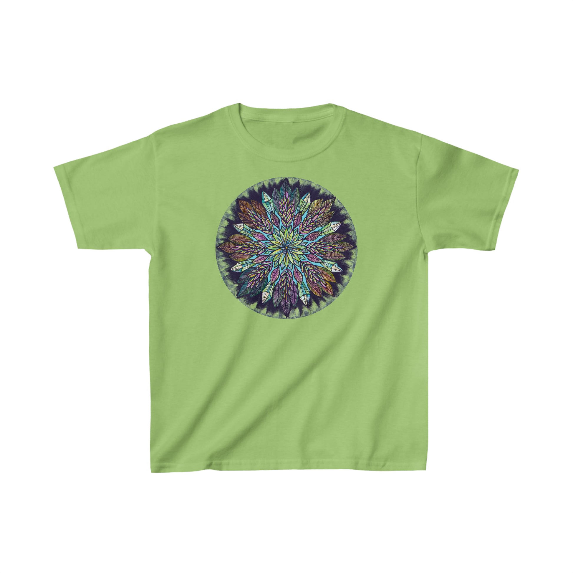 "Krystalhoja" Heavy Cotton Tee - Blue Flame Array XS / Lime Kids clothes