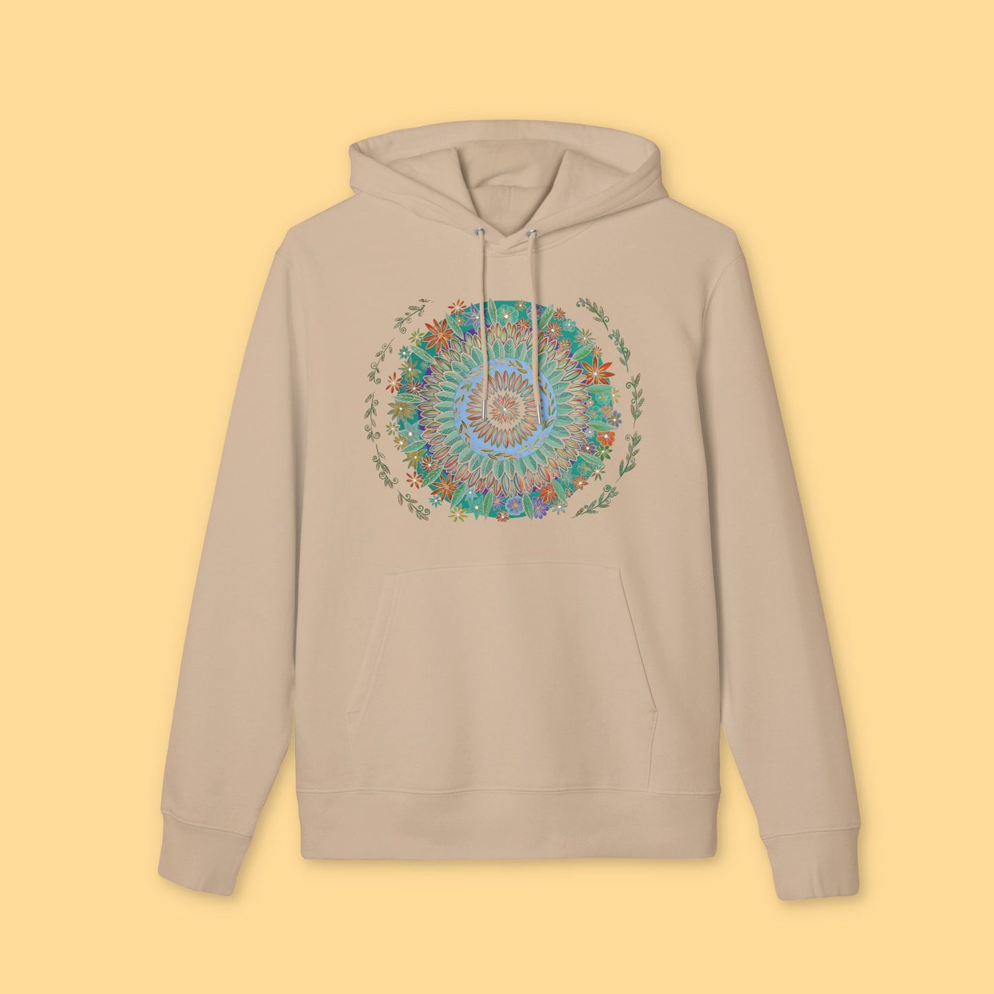 "Mandalavida" Organic Cruiser Hoodie (Font&Back Print)