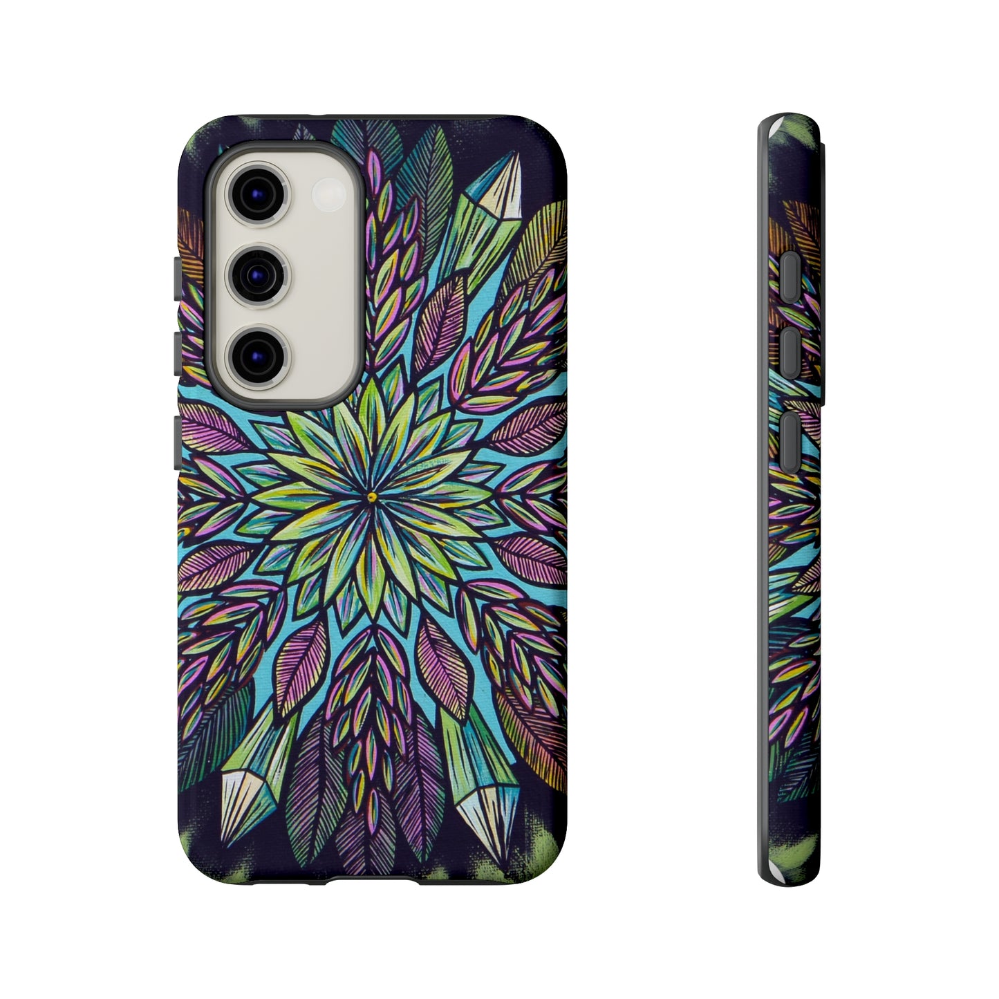 "Krystalhoja" Art Phone Armor - Blue Flame Array Samsung Galaxy S23 / Glossy Phone Case