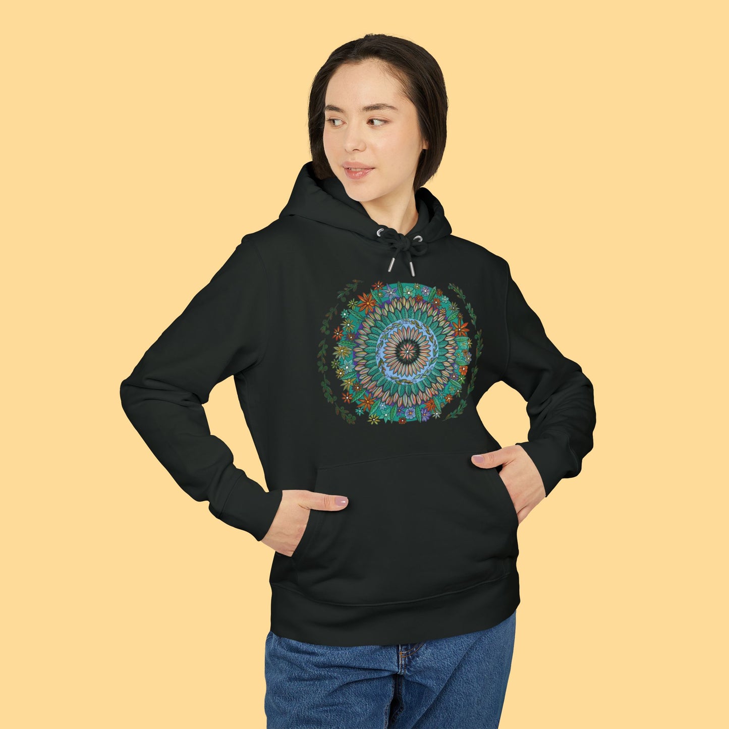 "Mandalavida" Organic Cruiser Hoodie (Font&Back Print)