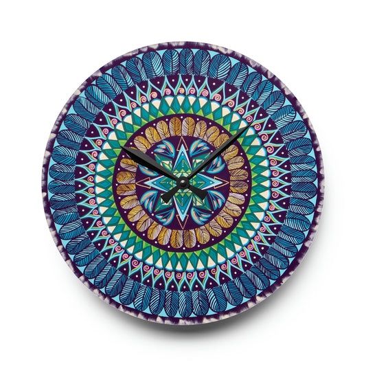 "AquilazurA Kryst'dala" Cosmic Clock - Blue Flame Array 10.75'' × 10.75'' (Round) Home Decor