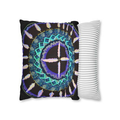 "Cuatro Vientos" Dreamcatcher Pillow Cover - Blue Flame Array Home Decor