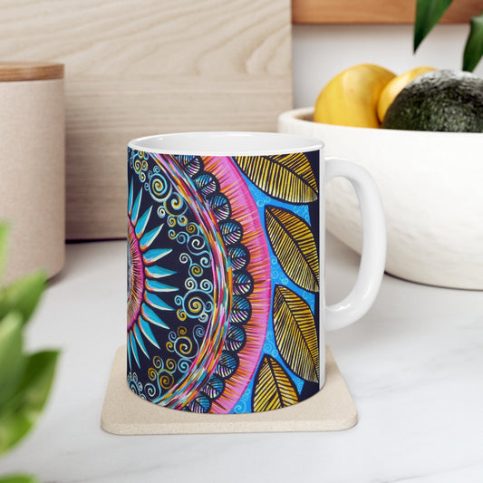 "Mandalamirananda" White Ceramic Mug