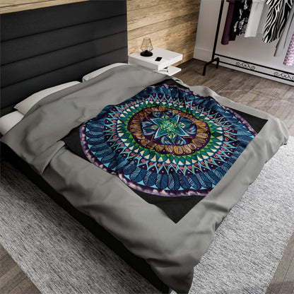 "AquilazurA Kryst'dala" Dreamcatcher Blanket - Blue Flame Array 50" × 60" All Over Prints