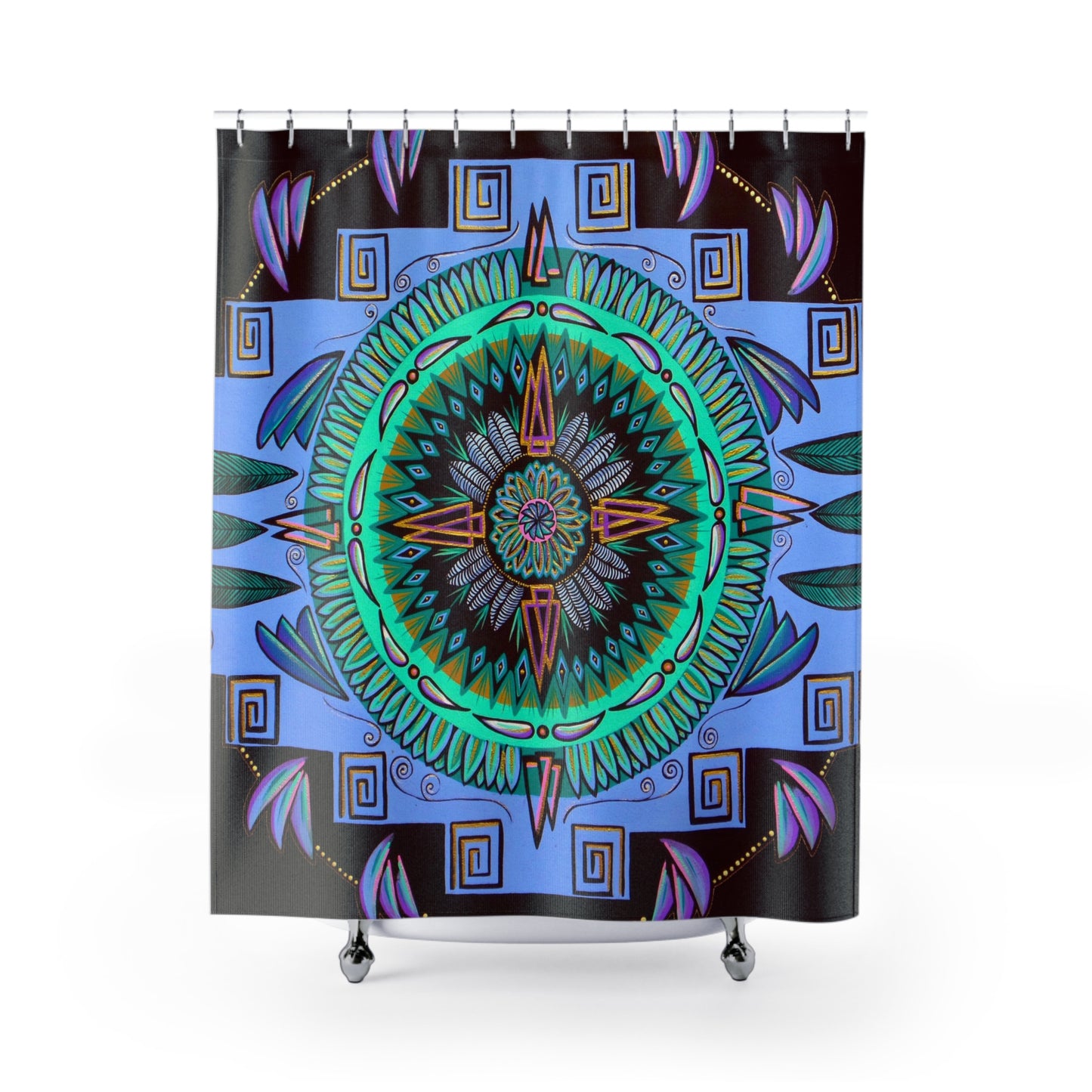 "Plumachakana" Shower Curtains - Blue Flame Array Home Decor