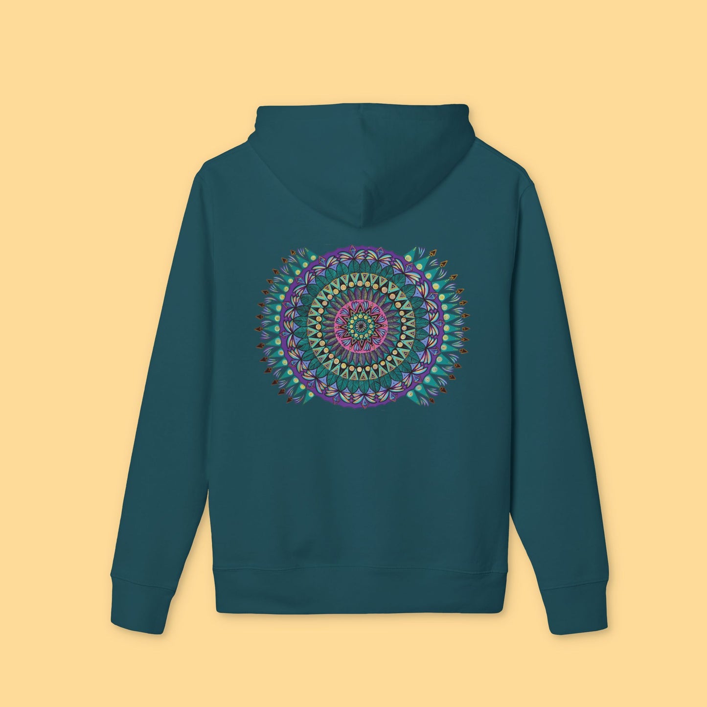 "Mandaladiosa" Organic Cruiser Hoodie (Font&Back Print)