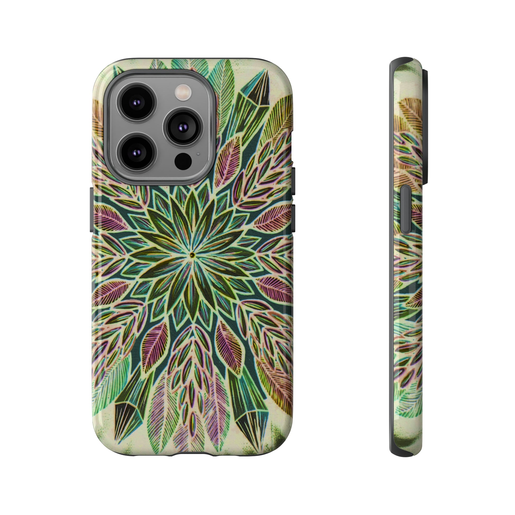 "Krystalhoja Verde" Art Phone Armor - Blue Flame Array iPhone 14 Pro / Glossy Phone Case