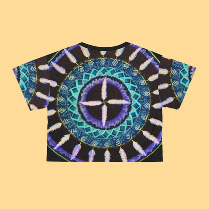 "Cuatro Vientos" Crop Tee - Blue Flame Array All Over Prints